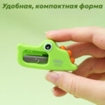 Точилка DELI "Magic Zoo Крокодил", пластиковая, 1 отверстие, зеленая — изображение 5