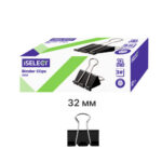 Зажимы для бумаг i Select "Z53", 32 мм, черные, (12 шт.)