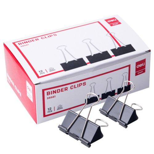 d13b52b7e4dc11f0acbc00155d01a100_71c48cbce4e011f0acbc00155d01a100-500x500-1 Зажимы для бумаг DELI, 51 мм, черные, (12 шт.) — изображение 1