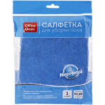 Тряпка-салфетка для пола OfficeClean "Премиум", 50х60 см, микрофибра, синяя