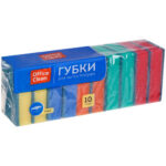 Губка для мытья посуды OfficeClean "Maxi", поролон с абразивным слоем, 90х65х27 мм, 10 штук