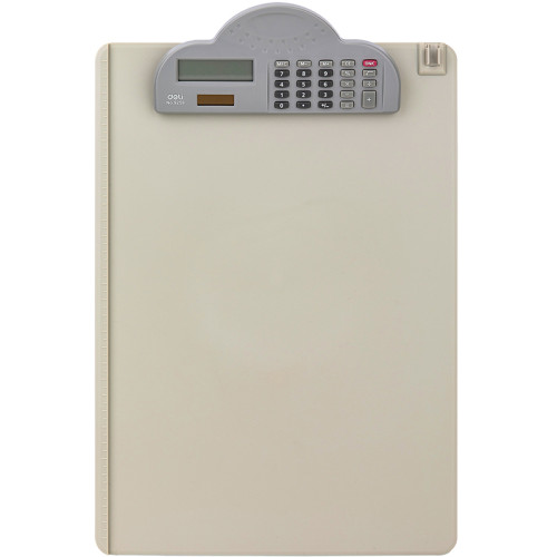 d13b5316e4dc11f0acbc00155d01a100_77b5d7ebe4e011f0acbc00155d01a100-500x500-1 Папка-планшет DELI с калькулятором А4, пластиковая, серая — изображение 1