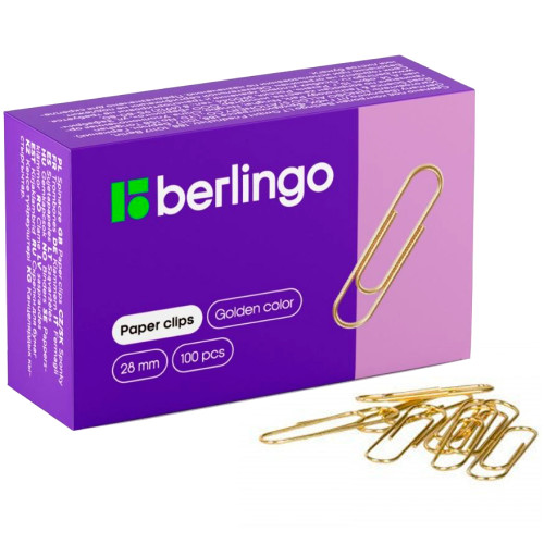 d13b531de4dc11f0acbc00155d01a100_77b5d80ee4e011f0acbc00155d01a100-500x500-1 Скрепки BERLINGO 28 мм, золотистые, 100 шт/упак — изображение 1