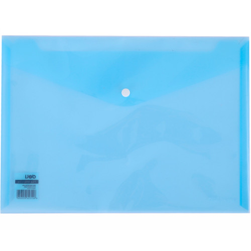 d13b53c3e4dc11f0acbc00155d01a100_9f6163ace4e011f0acbc00155d01a100-500x500-1 Папка-конверт на кнопке DELI "Aurora", А4, 0,16 мм, прозрачно-синяя — изображение 1