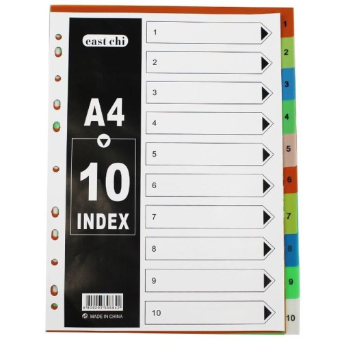 d7a50a54e4dc11f0acbc00155d01a100_c0d3bdbce4e011f0acbc00155d01a100-500x500-1 Разделитель пластиковый BASY, А4, 10 листов, цветной — изображение 1
