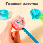 Точилка DELI "Comiko" 0524, пластиковая, 1 отверстие, с контейнером, ассорти — изображение 3