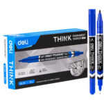 Маркер перманентный DELI "Think" двухсторонний, 0,5-1,0 мм, синий