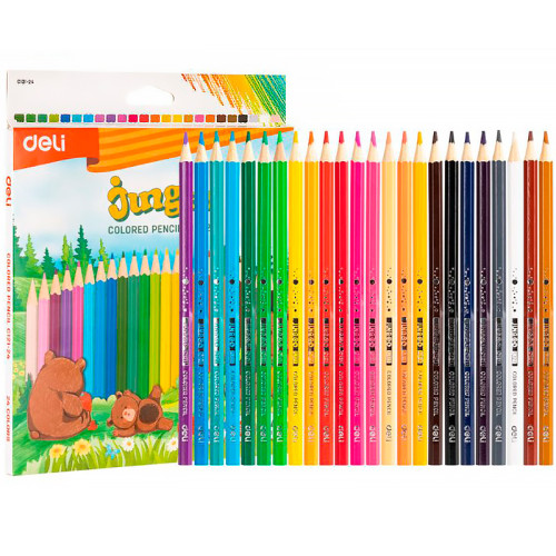 d7a50bf7e4dc11f0acbc00155d01a100_b4cb712ee4e011f0acbc00155d01a100-500x500-1 Карандаши цветные Deli "Jungoo", 24 цвета, картон, дерево — изображение 1