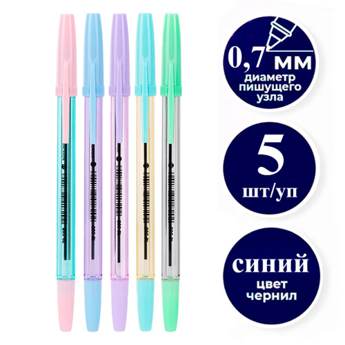 deb9b418e4dc11f0acbc00155d01a100_eaa1cd0fe4e011f0acbc00155d01a100-500x500-1 Набор шариковых ручек DELI "Macaron" Q6C-MT, 0,7 мм, 5 шт в блистере, синяя, ассорти — изображение 1