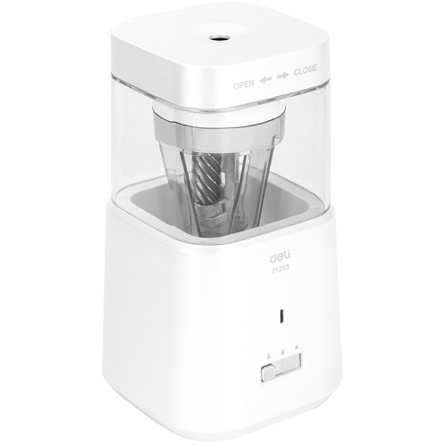 deb9b424e4dc11f0acbc00155d01a100_ed7e250ce4e011f0acbc00155d01a100-500x500-1 Точилка DELI "71203" электрическая, автоматическая, 1 отверстие, с контейнером, белая — изображение 1