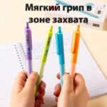 Ручка шариковая DELI "Q51" автоматическая, 0,7 мм, корпус ассорти, синяя, грип — изображение 3