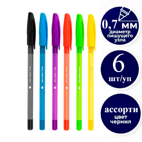 deb9b453e4dc11f0acbc00155d01a100_f09dbfcae4e011f0acbc00155d01a100-500x500-1 Набор шариковых ручек DELI "Q69" 6 штук, 6 цветов, 0,7 мм, европодвес — изображение 1