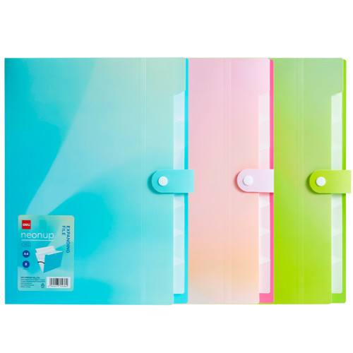 deb9b472e4dc11f0acbc00155d01a100_f2c21d32e4e011f0acbc00155d01a100-500x500-1 Папка-конверт на кнопке DELI "Neonup", А4, 8 отделений, ассорти — изображение 1