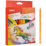 Карандаши цветные Deli "ColoRun", 36 цветов, дерево, картон