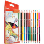 Карандаши цветные Deli "ColoRun", двухсторонние, 12 штук, 24 цвета, дерево, картон