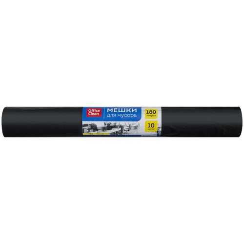 e4dc0abbe4dc11f0acbc00155d01a100_c5bf426fe4e011f0acbc00155d01a100-500x500-1 Мешки для мусора OfficeClean, 88х106 см, 180 литров, 30 мкм, 10 шт/рул., черные — изображение 1