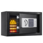 Сейф DELI "ET520" электронный замок + ключ, 310х200х200 мм, 4,5 кг, черный