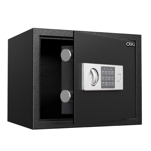 eb60e5bae4dc11f0acbc00155d01a100_c9d82ba4e4e011f0acbc00155d01a100-500x500-1 Сейф DELI "ET523" электронный замок + ключ, 300х380х300 мм, 9 кг, черный — изображение 1
