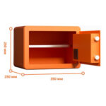 Сейф мебельный DELI "ET590" биометрический + электронный замок+ключ, 350х250х250 мм, 8 кг, оранжевый — изображение 7