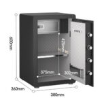 Сейф DELI "ET572" электронный замок + ключ, 380х360х600 мм, 25,3 кг, черный — изображение 9