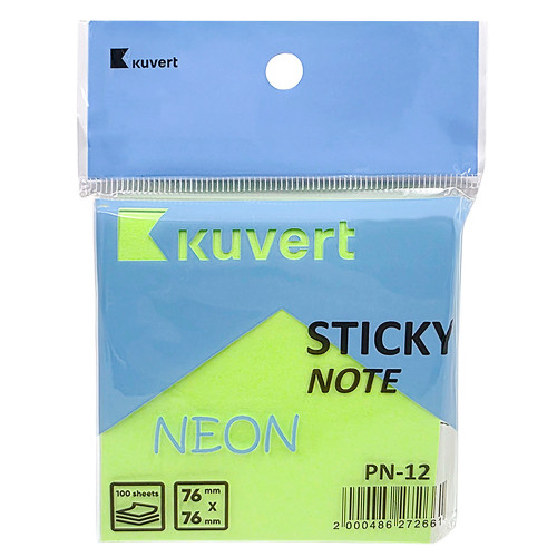 eb60e60fe4dc11f0acbc00155d01a100_e45eefedf5b811f0acbc00155d01a100-500x500-2 Клейкие листики KUVERT "Sticky" 76 х 76 мм, неон-зеленый, 100 листов — изображение 1