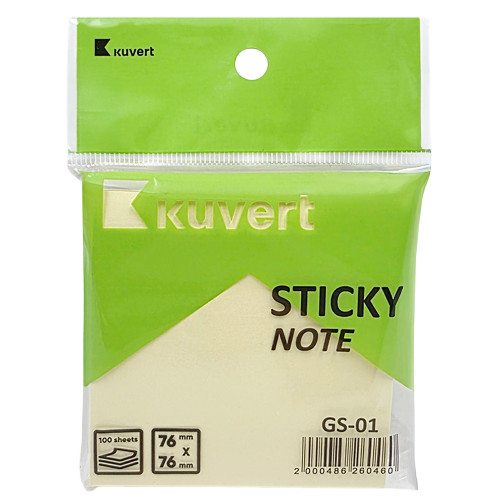 eb60e611e4dc11f0acbc00155d01a100_b45a9c7ff5b811f0acbc00155d01a100-500x500-1 Клейкие листики KUVERT "Sticky" 76 х 76 мм, желтые, 100 листов — изображение 1