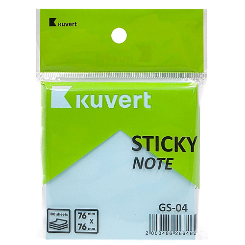 eb60e613e4dc11f0acbc00155d01a100_a62de0def5b811f0acbc00155d01a100-500x500-2 Клейкие листики KUVERT "Sticky" 76 х 76 мм, голубые, 100 листов — изображение 1