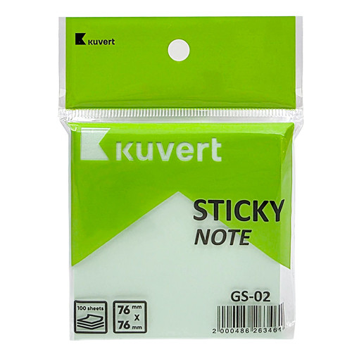 eb60e615e4dc11f0acbc00155d01a100_c5b739d5f5b811f0acbc00155d01a100-500x500-2 Клейкие листики KUVERT "Sticky" 76 х 76 мм, зеленые, 100 листов — изображение 1