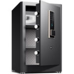Сейф DELI "ET596" биометрический + электронный замок+ключ, 380х360х600 мм, 23,3 кг, черный