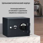 Сейф огнестойкий DELI "ET580" электронный замок + ключ, 380х300х300 мм, 20,8 кг, черный — изображение 4