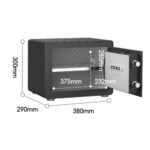 Сейф DELI "ET570" электронный замок + ключ, 380х290х300 мм, 13,3 кг, черный — изображение 9