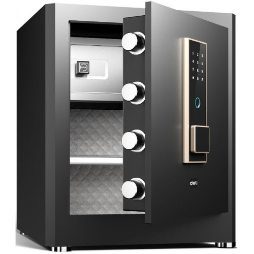 eb60e638e4dc11f0acbc00155d01a100_d2bc032ee4e011f0acbc00155d01a100-500x500-1 Сейф DELI "ET595" биометрический + электронный замок+ключ, 380х320х450 мм, 18,3 кг, черный — изображение 1