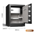 Сейф DELI "ET595" биометрический + электронный замок+ключ, 380х320х450 мм, 18,3 кг, черный — изображение 3