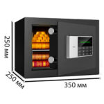 Сейф DELI "ET550" электронный замок + ключ, 350х250х250 мм, 5,9 кг, черный — изображение 2