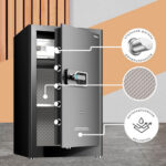 Сейф DELI "AE132" биометрический + электронный замок + ключ, 480х420х800 мм, 44 кг, черный — изображение 3