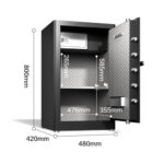 Сейф DELI "AE132" биометрический + электронный замок + ключ, 480х420х800 мм, 44 кг, черный — изображение 7