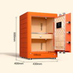 Сейф DELI "AE691-Z" биометрический + электронный замок + ключ, 430х400х600 мм, 52 кг, оранжевый — изображение 9