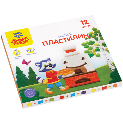 eb60e72fe4dc11f0acbc00155d01a100_e36f545de4e011f0acbc00155d01a100-500x500-1 Пластилин Мульти-Пульти "Енот в сказке" 12 цветов, 144 гр., со стеком, картон — изображение 1
