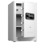 Сейф DELI "AE131" биометрический + электронный замок + ключ, 380х360х600 мм, 29 кг, белый