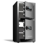 Сейф DELI "AE134" биометрический + электронный замок + ключ, 490х440х1000 мм, 61 кг, черный
