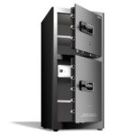 Сейф DELI "AE136" биометрический + электронный замок + ключ, 550x520х1200 мм, 80,5 кг, черный